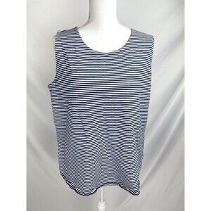 Chicos Zenergy Women 3 (16/18) Layered Blue White Striped Top Sleeveless‎ Shirt